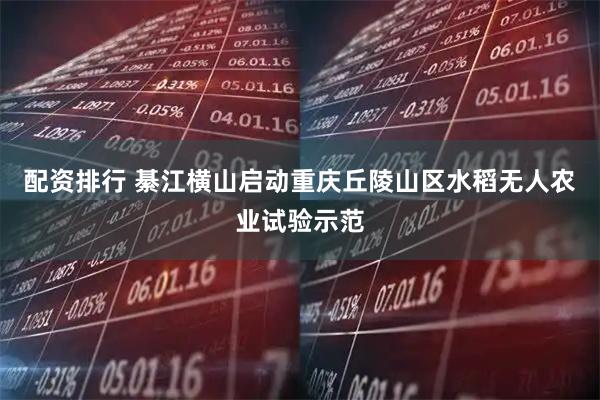配资排行 綦江横山启动重庆丘陵山区水稻无人农业试验示范